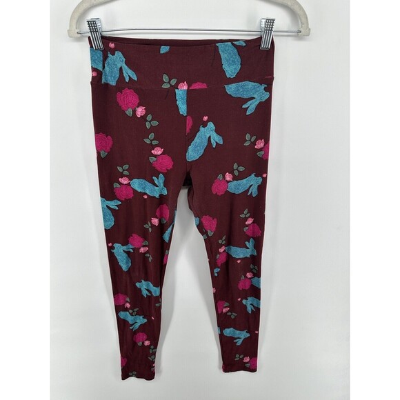 Lularoe OS Womens Easter Bunny Flower Leggings - Picture 1 of 1